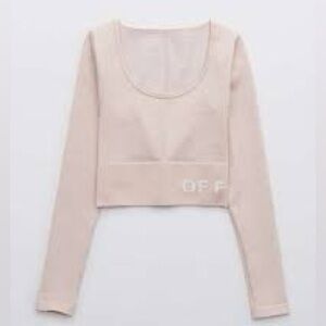 OFFLINE By Aerie Sidewalk Seamless Ribbed Long Sleeve Cropped T-Shirt